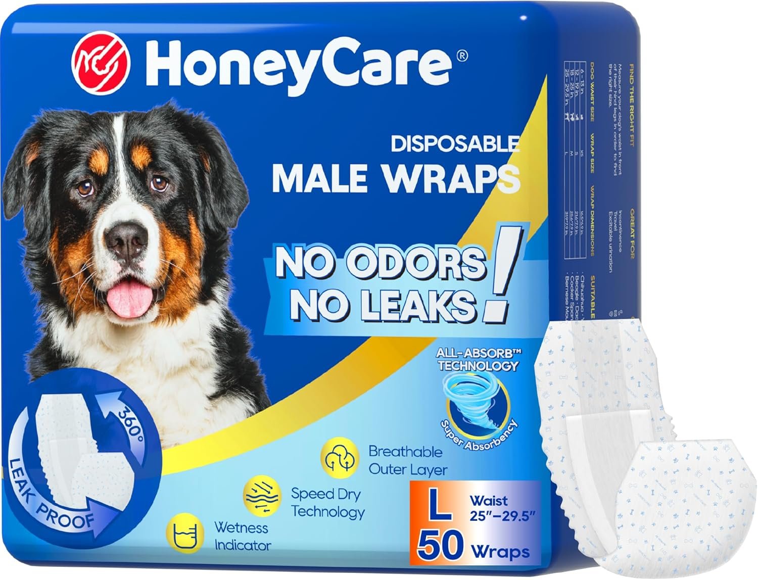 honey care all absorb a26 male dog wrap, 50 count, small honey care all absorb a26 male dog wrap, 50 count, small