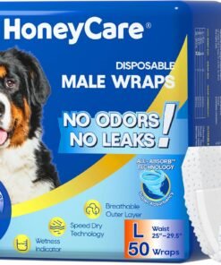 honey care all absorb a26 male dog wrap, 50 count, small