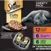 Sheba Perfect Portions Wet Cat Food Cuts in Gravy, Cat Food Wet Recipe, Roasted Chicken Entree, with Sustainable Salmon, Tender Turkey Entree, 2.6 oz. Twin-Pack Trays (24 Count, 48 Servings) sheba perfect portions wet cat food cuts in gravy, cat food wet recipe, roasted chicken entree, with sustainable salmon, tender turkey entree, 2.6 oz. twin pack trays (24 count, 48 servings)