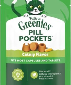 greenies feline pill pockets for cats natural soft cat treats, chicken flavor, 1.6 oz. pouch (45 treats)