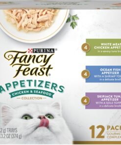 purina fancy feast seafood classic pate collection grain free wet cat food variety pack (pack of 30) 3 oz. cans