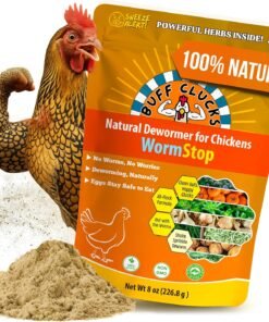 Buff Clucks WormStop Natural Chicken Dewormer Powder – All-Natural Herbal Blend for Daily Wellness - Chicken Wormer is Safe for Eggs & All Ages - Garlic, Pumpkin Seed, Wormwood - USA (8 oz)